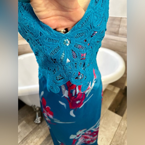 NWT Free People Gorgeous Floral Silky Slip Dress W/Embroidered Cutouts S - Picture 7 of 17